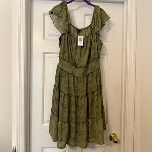 torrid Olive Floral Ruffle Tiered Sundress